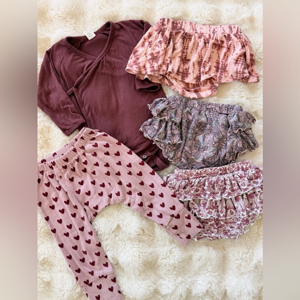 🌿 Kate Quinn Organic Baby Lot | 18–24M | Mauve + Boho Prints | 5 Pieces 🌿EUC